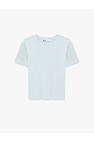 Koton Slim Fit Kısa Kollu Bisiklet Yaka Basic Tişört Mavi 6sak50400ek