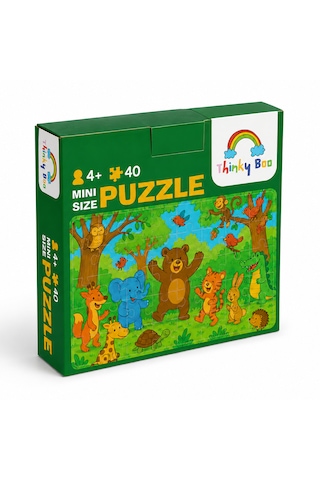 Mutlu Hayvanlar Mini Puzzle 40 Parça 3-7 Yaş Eğitici Çocuk Puzzle Yapboz