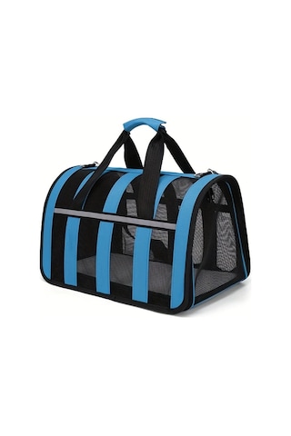 Honeybeeshop Havayolu Onaylı Taşınabilir Evcil Hayvan Seyahat Taşıyıcı Çantası Blue M 16.14 10.63 9.84in Kilitli Emniyet Fermuarlı Katlanabilir Kumaş Kafes Köpek Veya Kedi İçin