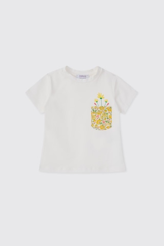 Panço Liberty Kumaş Çiçek Desenli Kız Bebek Tişört 5611gb05009 Krem