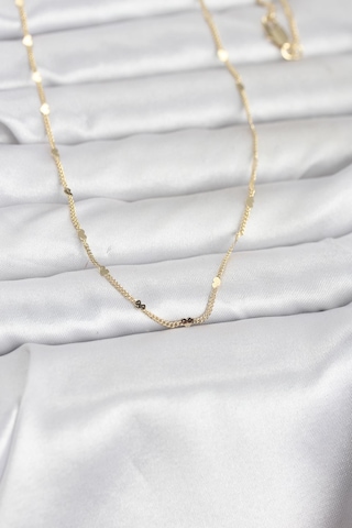 Cm 14k Gold Renk Ezme Kalp Detaylı 60 Cm Zincir Kadın Kolye - Tj-bko10952 Gümüş