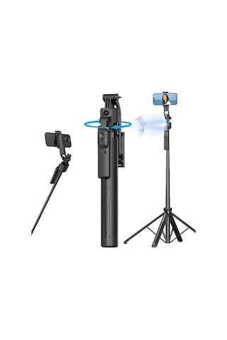 C17 Tripod 360 Otomatik Rotasyon Çekim Quadrapod Profesyonel Selfie Çubuğu Aı Yüz Takibi 163cm