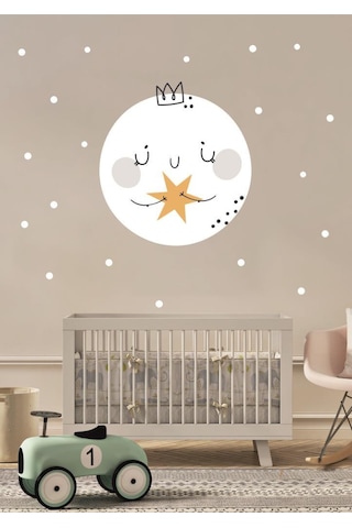 Sevimli Surat ve Polka Damlası Çocuk Odası Dekorasyon Sticker