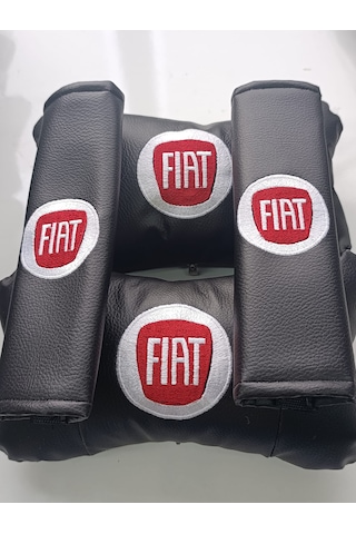 Fiat Uyumlu Oto Boyun Yastığı + Emniyet Kemer Pedi Kırmızı Beyaz