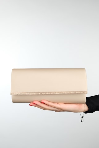 Luvishoes Marıa Koyu Bej Saten Taşlı Kadın Abiye Çanta Koyu Bej