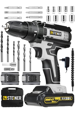 Steiner ST-198VF G Çift Akülü Darbeli Matkap Şarjlı Vidalama Gri