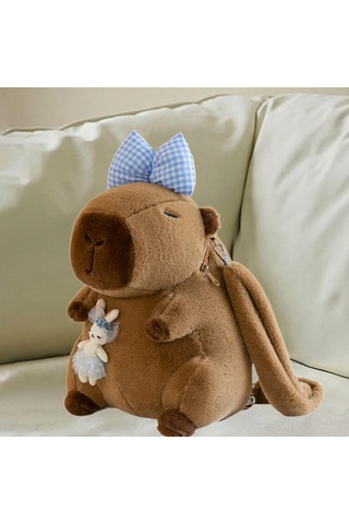 Homyl Capybara Sırt Çantası Günlük Sevimli Omuz Alışveriş Mavi Yay