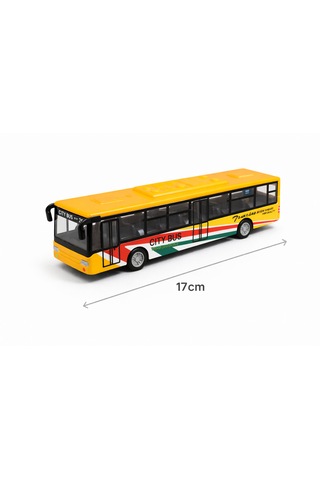 Oyuncak Şehir Otobüsü Çek Bırak Sürtmeli City Bus Modeli Sarı