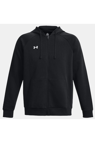 Under Armour Erkek UA Rival Fleece Tam Boy Fermuarlı Kapüşonlu Üst 1379767-001 Siyah - Beyaz