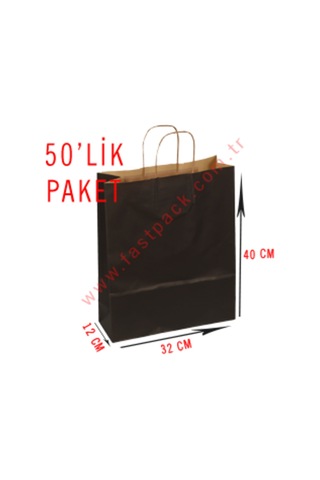 50 Adet 32X40 Cmlik Saplı Renkli Kraft Kağıt Poşet Çanta