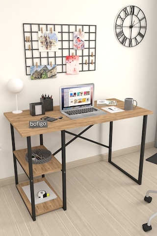 Bofigo 2 Raflı Çalışma Bilgisayar Masası 60 x 120 CM Çam
