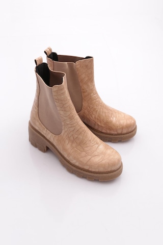 Dgn Md102-22k Kadin Strech Detayli Topuklu Bot Nude Kroko