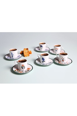 Porland Flower Garden Kahve Fincan Takımı 6 Kişilik 12 Parça 90Cc