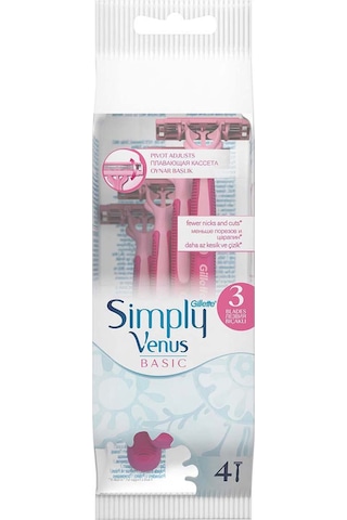 Gillette Simply Venus 3 Basic Kullan At Kadın Tıraş Bıçağı 4 Adet