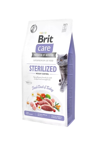 Brit Care Kilo Kontrolü İhtiyacı Olan Kısırlaştırılmış Kediler İçin, Tahılsız, Hipoalerjenik, Taze Ördek Etli Ve Hindi Etli Kuru Mama 7 Kg