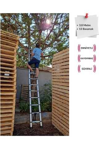 Endokon 13 Basamak - 380 Cm. Teleskopik Alüminyum Merdiven - I Tipi Uzayan Merdiven