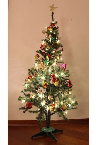 Yılbaşı Çam Ağacı Süslü 150cm 220 Dal Ve Peri Led Işıklı