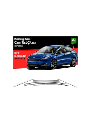 S-Dizayn  Ford Focus 3 Sd Krom Cam Üst Çıtası 8 Prç 2011-2018