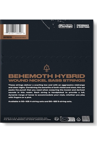 Jim Dunlop Behemoth Hybrid Wound Nikel Bas Teli 50-105