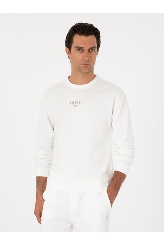 Ekru Comfort Fit Bisiklet Yaka Sweatshirt Bej