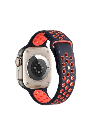 Apple Watch Uyumlu 7 45mm Kordon Yeni Seri 2023 Krd-02 Silikon Strap Kayış - Siyah