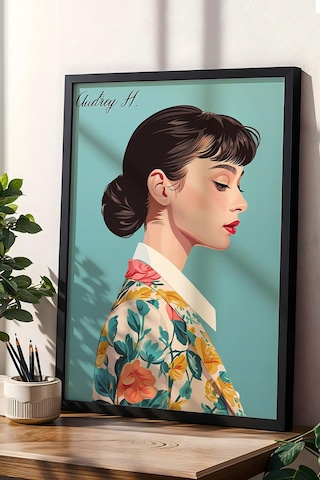 Audrey Hepburn Çerçeveli Tablo - Pop Art Poster Tablo