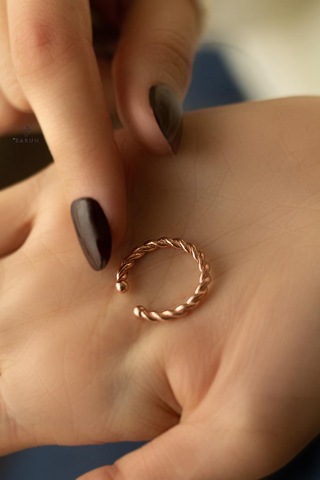 Yuvarlak Burma Model Halat 925 Ayar Ayarlanabilir Gümüş Yüzük-Ros