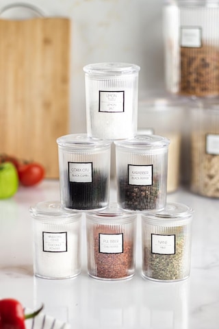 6'lı Barok Yuvarlak Baharat Kavanoz Seti & Saklama Kabı & Erzak Kabı 6 250 Ml