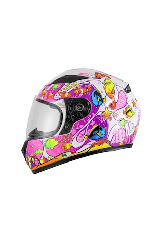 Sway Çocuk Sw 815k Ocean Full Face Kapalı Kask Beyaz - Pembe