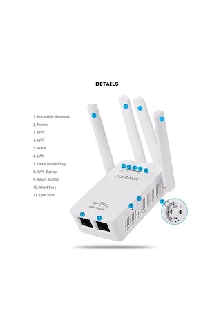 Novahub 300mbps Kablosuz Ağ Genişletici - 4 Antenli Wifi Sinyal Yükseltici, Ofis/ev Kullanımı İçin