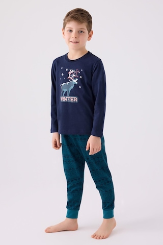 Arnetta 3165 Noel Winter Erkek Çocuk Lacivert Uzun Kol Pijama Takım Lacıvert