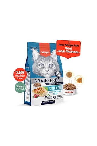 Wanpy With Oven Baked Bites Tavuklu Tahılsız Yetişkin Kedi Maması 1500 G