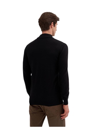 Cazador Slim Fit Pamuk Kumaş Basic Yarım Balıkçı Kazak Siyah