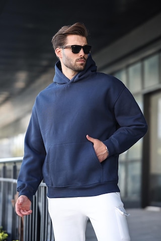 Madmext Lacivert Kapüşonlu Kanguru Cep Erkek Sweatshirt E7169 Lacivert