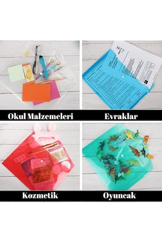 A4 Çıtçıtlı Beyaz Şeffaf Renkli Zarf Dosya 1 Adet Artlantis Çıt Ç