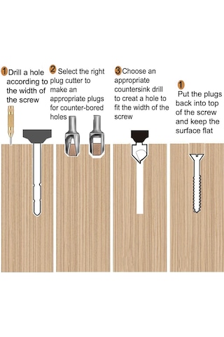 Suofeng 8 Parçalı Ahşap Tıpa Kesici Matkap Ucu Seti - Dayanıklı Karbon Çelik, 22-26mm Uzunlukta Tıpa Kesme İçin İdeal