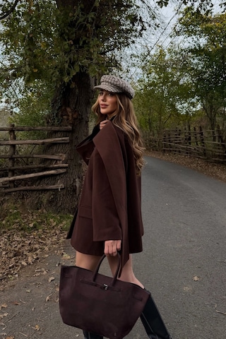 Kahverengi Atkılı Kaşe Ceket - 25912 Kahverengi