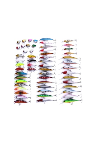 Hengjıa Set056 56 Parça Payet Seti Metal Payetler Sahte Yem Taze Levrek Balıkçılık Yem Seti, Uzunluk: 3 İla 10cm, Torbalı