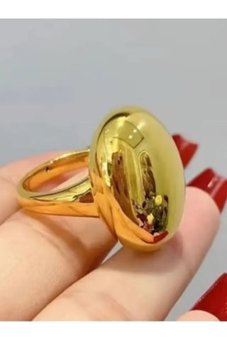 Oval Ayarlanablir Golda Renk Çelik Yüzük Gold