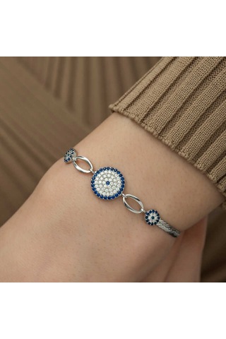 Blackcraft 925 Ayar Gümüş Nazar Boncuklu Bileklik