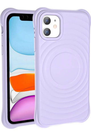 Apple Uyumlu iPhone 11 M-safe Şarj Özellikli Airbagli Mat Görünümlü Zore Hepi Kapak Lila
