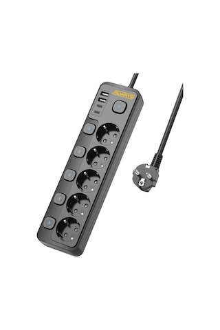 3680w Anahtarlı Akım Korumalı 5'li Grup Priz Çocuk Korumalı 2x Usb + 2x Type-c 2 M