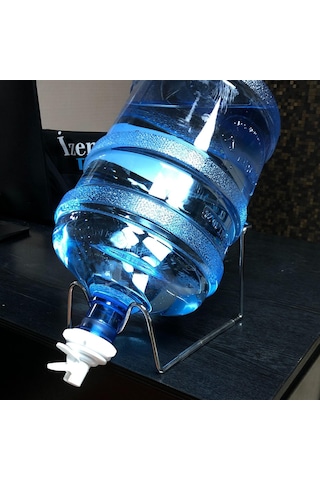 Pratik Su Sebili / Metal Stant + Musluk / Standart Damacana Uyumlu / Sızdırmaz Su Valfi Beyaz