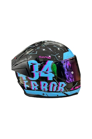 Ls2 Rapid Player Gökkuşağı Cam Kask Mavi - Siyah