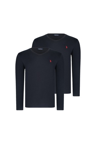 İkili Set T8587 Dewberry V Yaka Erkek Sweatshırt-siyah-siyah Siyah-siyah