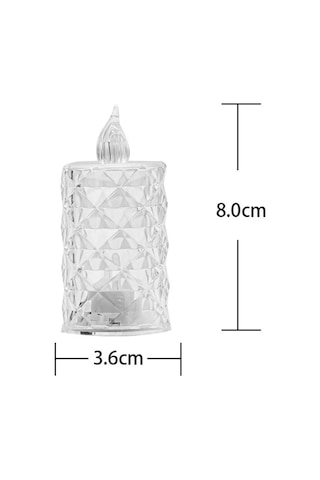 Led Mum Şeffaf Kristal Led Mum Pilli Alevsiz Çay Mumu Düğün Doğum Günü Ortam Işığı 11