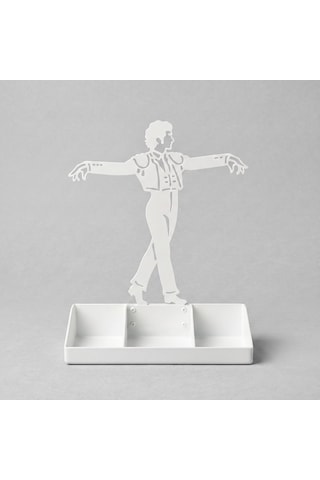 Mens Jewelry Stand & Organizer Flamenco Dancer Valet Tray For Cufflinks, Rings, Watches Black Metal Desk Accessory Gift For Hi Beyaz