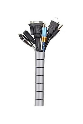 Aksesuarcı 16 Mm Gri 1 Metre Spiral Kablo Toplayıcı, Boru Tipi Kablo Düzenleyici 2 Adet