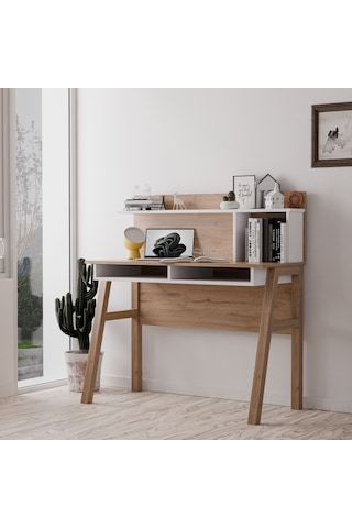 Mezza 1934 Desa 120 Cm Mdf Profil Ayaklı Çalışma Masası Sepet-Beyaz