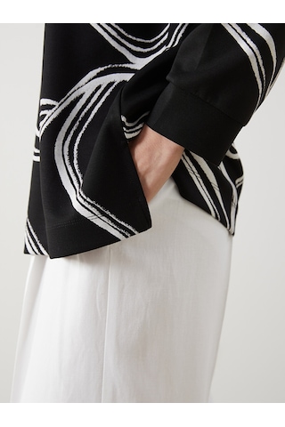 Lcw Everyday Siyah Bisiklet Yaka Desenli Oversize Kadın Sweatshirt